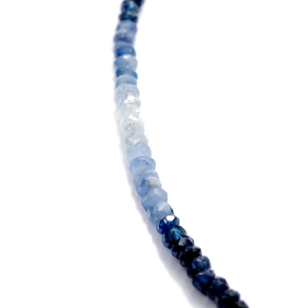 Ombre Sapphire Necklace + Bracelet Set Waterproof Gold Gemstone Jewelry Gift - Picture 11 of 15